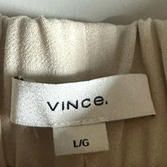 Vince Ankle Pull On Pleated Straight Leg Lightweight Cream Pants, Large - Picture 4 of 10